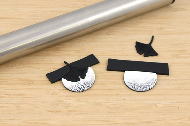 Boucles d'oreilles polymère raku et gingko : Etape 8