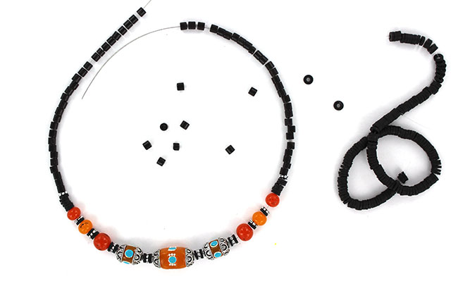 Collier perles cloisonnées en pâte polymère imitation faux ambre : Etape 14