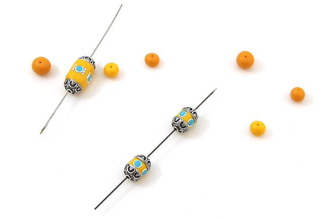 Collier perles cloisonnées en pâte polymère imitation faux ambre : Etape 9