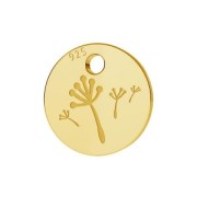 Breloque petite médaille pissenlit 7 mm en Argent 925 doré à l'or fin x1