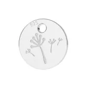 Breloque petite médaille pissenlit 7 mm en Argent 925 x1