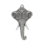 Pendentif ethnique tête d'éléphant 44x26 mm - Placage Argent fin vieilli x1|raw }}