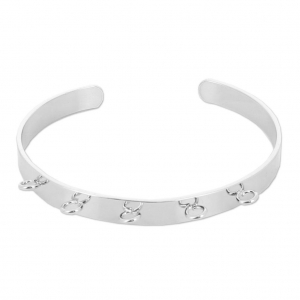 Bracelet manchette Eco en laiton 5 anneaux à personnaliser 6,2x160 mm argenté