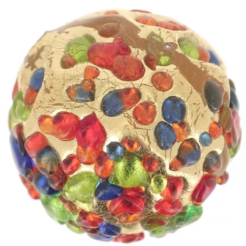 Ronde Murano 10 mm Inclusion et feuille d'or x1