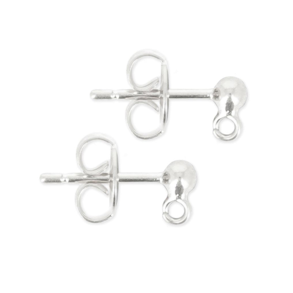 Lot De 40 Boucles D'oreilles Clous Boule Argenté 12 Mm – Sans Nickel – Création Bijoux