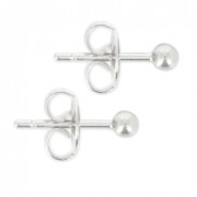 Clous d'oreilles tête boule 3 mm Placage argent fin x2