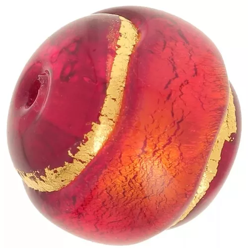 Ronde Murano 12 mm cerclée d'or Rubino x1