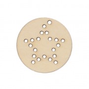 Pendentif rond en bois brut 30 mm à personnaliser - motif étoile x1