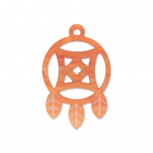 Pendentif attrape-rêve en plexiglas 30x19.5 mm Orange x1