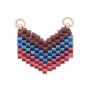 Intercalaire pour collier tissé en Miyuki 2 anneaux 18x17 mm Bordeaux/Bleu/Rouge