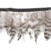 Ruban de plumes pour la customisation et création DIY - 8-12 cm - Noir/Blanc x1m