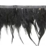 Ruban de plumes pour la customisation et création DIY - 8-15 cm - Noir x1m