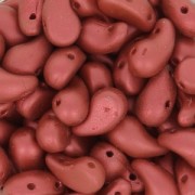 Perles en verre tchèque 2 trous Zoliduo® Right  5x8mm Red Metallic Mat x20|raw }}