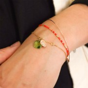 Pendentif facetté carré 10 mm imitation gemme - Hydro Peridot x1