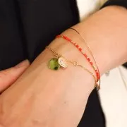 Pendentif facetté carré 10 mm imitation gemme - Hydro Peridot x1