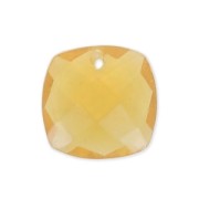 Pendentif facetté carré 10 mm imitation gemme - Hydro Citrine x1