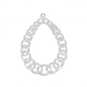 Pendentifs légers filigranés gouttes 34x25.5 mm argenté x2