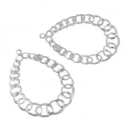 Pendentifs légers filigranés gouttes 34x25.5 mm argenté x2