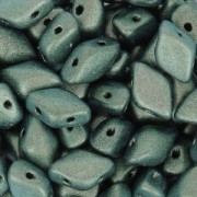 Perles en verre tchèque Gemduo 2 trous 8x5 mm Green Turquoise Metallic Mat x10g|raw }}