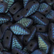 Perles en verre tchèque Kite Beads 9x5 mm Jet Mat Laser Leaf x10g|raw }}