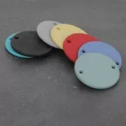 Intercalaire rond 2 trous recouvert de caoutchouc effet gomme 18 mm Turquoi