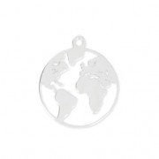 Breloque ronde Carte du Monde 15 mm en Argent 925 pour la création de bijoux fantaisie x1|raw }}