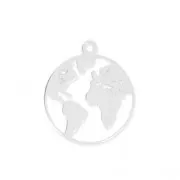 Breloque ronde Carte du Monde 15 mm en Argent 925 pour la création de bijoux fantaisie x1