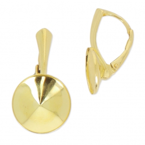 Dormeuses porte cabochon pour Rivoli 1122 12 mm Argent 925 doré à l'or fin x2