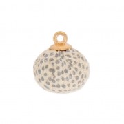 Pompon rond en matière synthétique 17 mm avec attache - Crème/Gris x1|raw }}