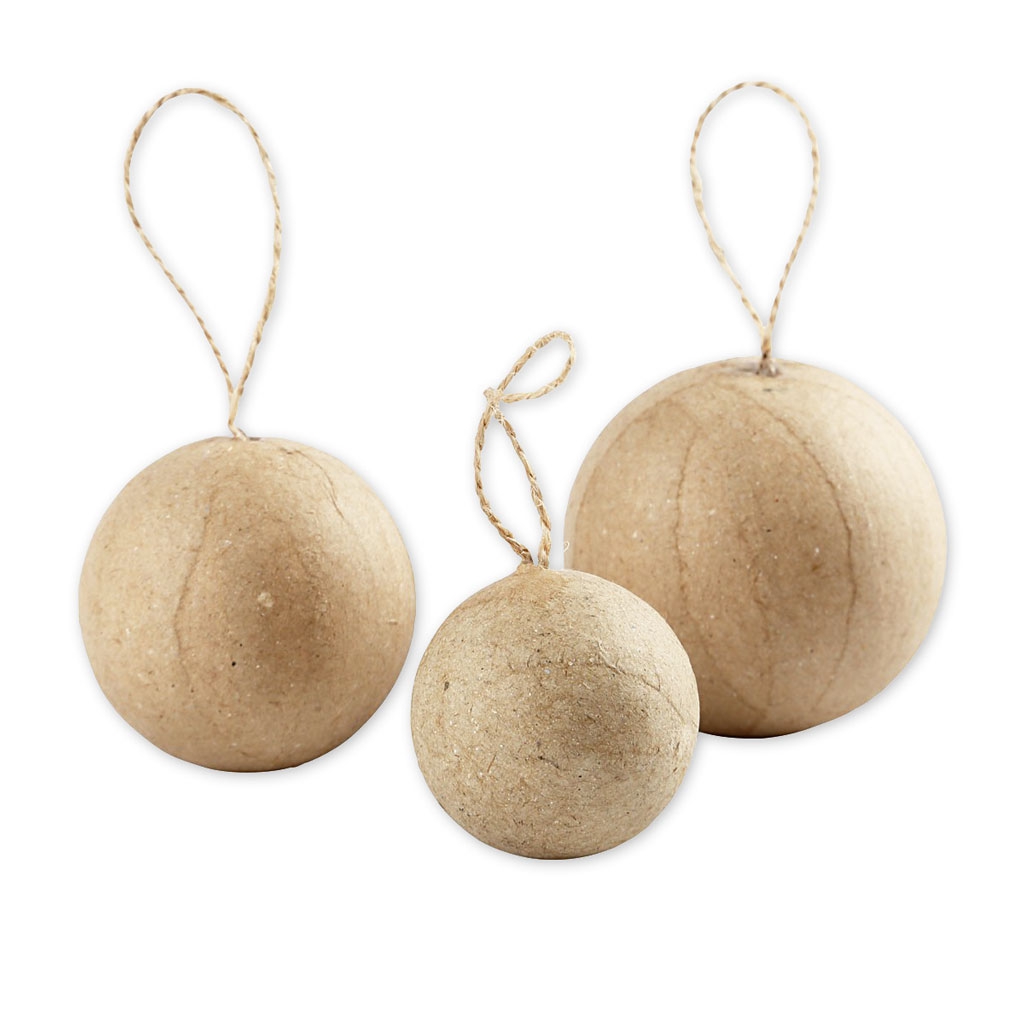 Assortiment de 6 boules à décorer en carton 4 à 6 cm Suspensions de Assortiment de 6 boules à décorer en carton 4 à 6 cm Suspensions de