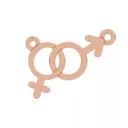 Intercalaire 2 anneaux symbole fille/garçon 10.5x18.3 mm en Argent 925 doré rose x1