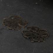 Intercalaires/Chandeliers estampe motif ethnique 5 anneaux 25 mm bronze x2