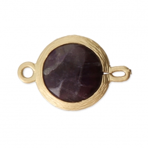 Intercalaire 2 anneaux facetté imitation pierre gemme 16 mm doré satiné/Amethyst x1