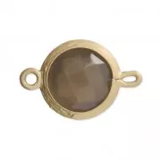 Intercalaire 2 anneaux facetté imitation pierre gemme 16 mm doré satiné/Gris x1