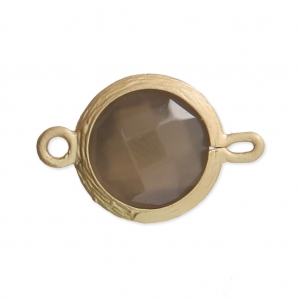 Intercalaire 2 anneaux facetté imitation pierre gemme 16 mm doré satiné/Gris x1