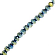 Perles rondelles facettées - rondes aplaties - 4x3.5 mm Green Iris x40cm|raw }}