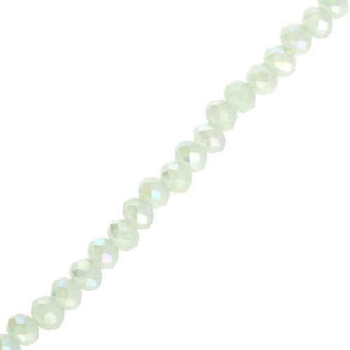Perles rondelles facettées - rondes aplaties -3.5x2.8 mm Luster Aqua Green x31cm