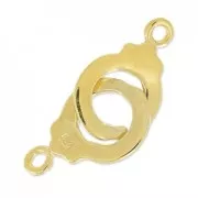 Intercalaire menotte 2 anneaux 22 mm en Argent 925 plaqué or 18 carats 3 microns x1