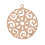 Pendentif rond filigrané rond en laiton strié 28 mm doré rose HQ x1|raw }}