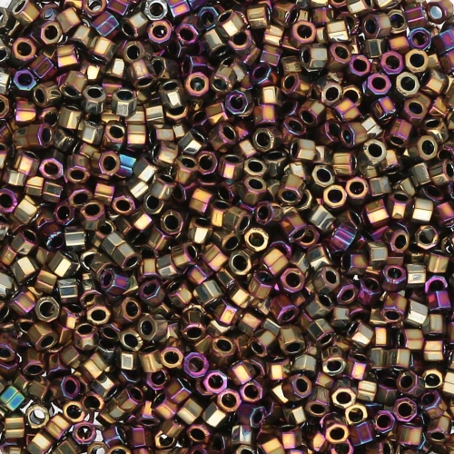Miyuki Delica 11/0 Hex Cut DBC0029 - Metallic Purple Gold Iris x8g