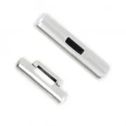 Fermoir cylindre T 25 mm pour lacet 5 mm Placage Argent fin vieilli x1