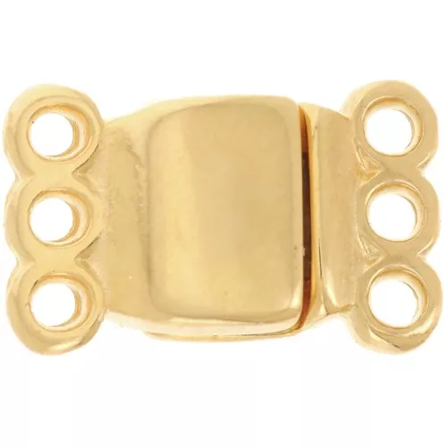 Fermoir aimanté 3 rangs 14x8.5 mm - Doré à l'or fin x1