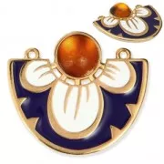 Intercalaire 2 anneaux motif fleur en résine époxy 35x31 mm Doré à l'or fin x1