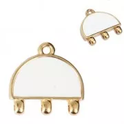 Intercalaires en résine époxy 3 anneaux 20 mm Doré à l'or fin - Blanc x1