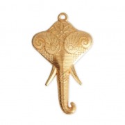 Pendentif ethnique tête d'éléphant 44x26 mm - Doré à l'or fin x1|raw }}