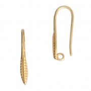 Crochets d'oreilles décorés plumes 22.50 mm Doré à l'or fin x2|raw }}