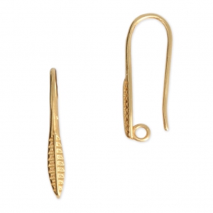 Crochets d'oreilles décorés plumes 22.50 mm Doré à l'or fin x2