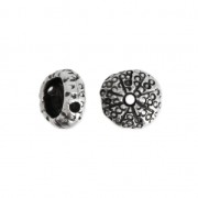 Perle en métal oursin 11x5 mm Placage Argent fin vieilli x1