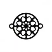 Mini intercalaire 2 anneaux motif fleur 13x10 mm noir x1