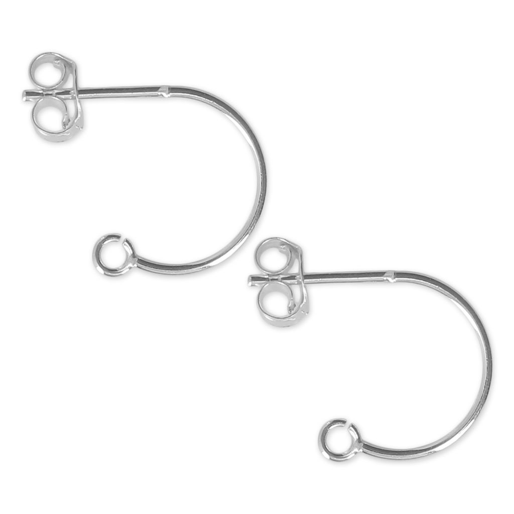 Boucles D'oreilles Clous Argent 925 - Émail Rouge Et Pierre Bleue - Vintage